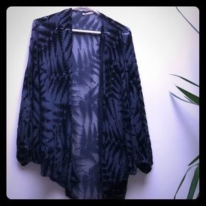 Stunning velvety blue cape-style top